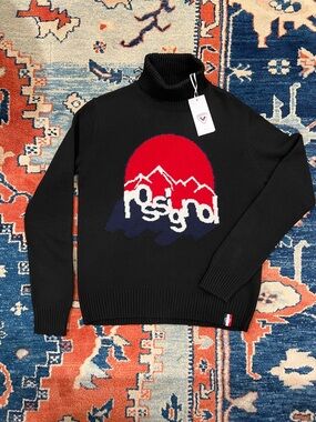 Rossignol Black Turtleneck Sweater Red/Navy Mountain | NWT | XL, fits like S/M